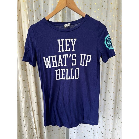 Victoria's Secret PINK Logo Hey What's Up Hello Graphic Text T-Shirt XS - Picture 2 of 5